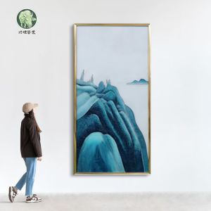 New Chinese Style Decorative Painting FL.ART Enamel Color Drawing Back with Relying Mountain for Entrance Hall And Living Room