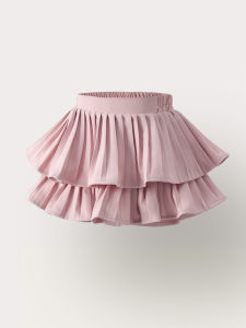 Girls Summer Pink Performance Cake Skirt A-Line Short Skirt Fairy Princess Style Polyester Fabric B Class Safety Half Body Skirt