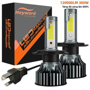 Heyword 2 Bóng Đèn Pha Ô Tô LED Phù Hợp Với H4 H7 H1 H8 H11 9005 9006 9004 H3 H13 12V 120000LM Turbo Chùm Cao Ánh Sáng 6000K