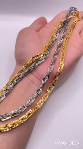 Dây chuyền xoắn titan Vòng cổ titan xoắn vuông màu 18k và vàng trắng dày 5 li TRANGSUCMOILUATUOI.RIN