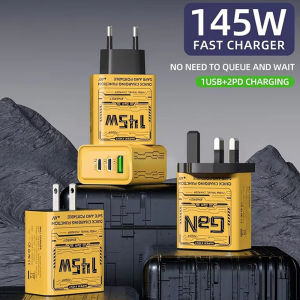 3 Ports USB C Fast Charging Charger 145W GaN USB PD Chargers Compatible with IPhone 15 Pro QC 3.0 Charger Adapter for Samsung Xiaomi Huawei