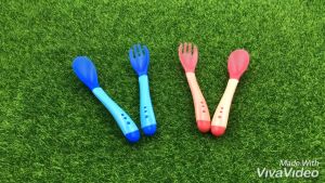 [Happy Kids] Baby Heat Sensing Spoon Baby Fork Feeding Baby Utensils 宝宝汤匙 Sudu Baby Garpu Baby - BKM21