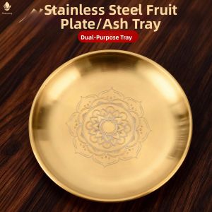 SHANYANG | Gold Stainless Steel Incense Ash Catcher Offering Tray