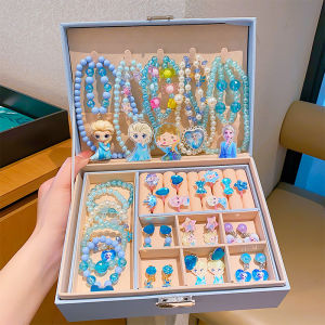 Princess Snowflake Birthday Gift Necklace Bracelet Jewelry Box for Bé Gáis Childrens Day Princess Style Accessories