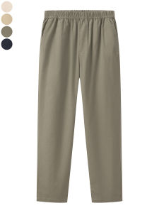 Spring Autumn New Basic Simple Drawstring Elastic Waist Mens Commuter Straight Leg Versatile Solid Color Casual Pants