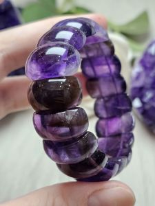Natural Uruguay Purple Amethyst Papan Bracelet 19mm*10mm天然乌拉圭紫水晶手排手串