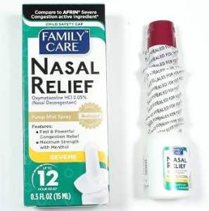 [USA] Family Care Nasal Relief (Severe - Pump Mist Spray).Xịt mũi hương bạc hà giảm nghẹt mũi tác dụng kéo dài. 15ml