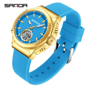SANDA Elegant Dual-Display Multi-Function Watch For Women Men | Triple Time/Luminous/Alarm/Stopwatch/Timer/Calendar/Waterproof/8 Fashion Colors