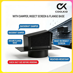 Rooftop Dryer Exhaust Hood with Damper and Insect Screen Roof Vent Cap for House Attic Garage Home Ventilation