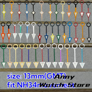 13MM NH34 Hands GMT Silver Gold Black Orange Blue Red GMT Pointer Green Luminous Fit NH34A Automatic Movement Replacement Parts