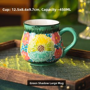 Retro Ceramic Mugs for Couples Coffee Cups Breakfast Tea Cups High Aesthetic Value Water Cups Women Home Use Mark Cups