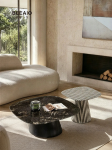 Retro Luxe Mother-Child Marble Coffee Table