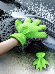 HELLOLEIBOO | Leibon Thickened Extra Large Coral Fleece Car Wash Gloves Professional Brush Car Cleaning Tool No Scratch Paint Surface
