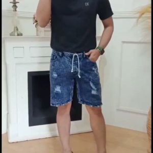 Celana Pendek Jeans Sobek Pria: Wisker Jeans Pendek Ripped & Premium Distro