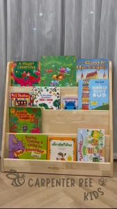 (Heaviest in the Market) Montessori Kids wooden Bookshelf Solid Thailand Rubber Wood 4 Tier ชั้นวางหนังสือเด็ก ไม้จริงทั้งชิ้น ชั้นวางหนังสือไม้ ชั้นวางหนังสือไม้แข็ง - Lazada