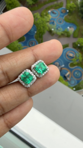 GIA 2.37ct Natural Colombian Emerald Earrings Clarity Enhanced (F2)