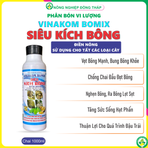 Phân Bón VL VINAKOM BOMIX – SIÊU KÍCH BÔNG – Vọt Bông Mạnh Bung Bông Khỏe Chống Chai Đầu Đọt Bông Nghẹn Bông Ra Bông Lọt Sọt Tăng Sức Sống Hạt Phấn Thuận Lợi Cho Quá Trình Đậu Trái (Chai 1000ml)