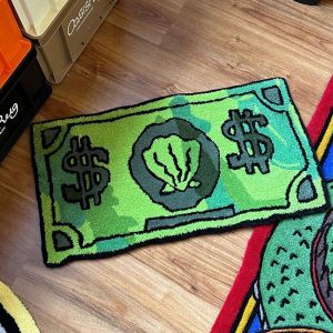 VIKAMA Cartoon Note Money Floor Mat Waterproof Anti-Fouling Anti-Static Entrance Sofa Living Room Bedroom Home Decoration Carpet
