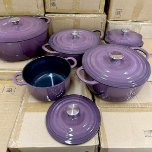 Fig Color Enamel Cast Iron Pot Slow Cooker Soup Pot Non-Stick for Home Use Suitable for Induction Cooker Universal Kitchen Use