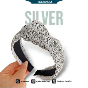 Headband Laudy Bando Korea Mewah Elegan Lebar Emas Bercahaya Bling by Velmorra