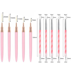 10Pcs Nail Liner Brush Set UV Gel Nail Brushes Kits Silicone Point Flower Nail Pen French Stripe Line Painting Drawing Tools