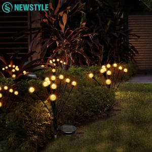 LED Solar Garden Firefly Light 8 10 LED Warm Light RGB Outdoor Waterproof Swinging Garden Lamp for Patio Pathway Christmas Decor