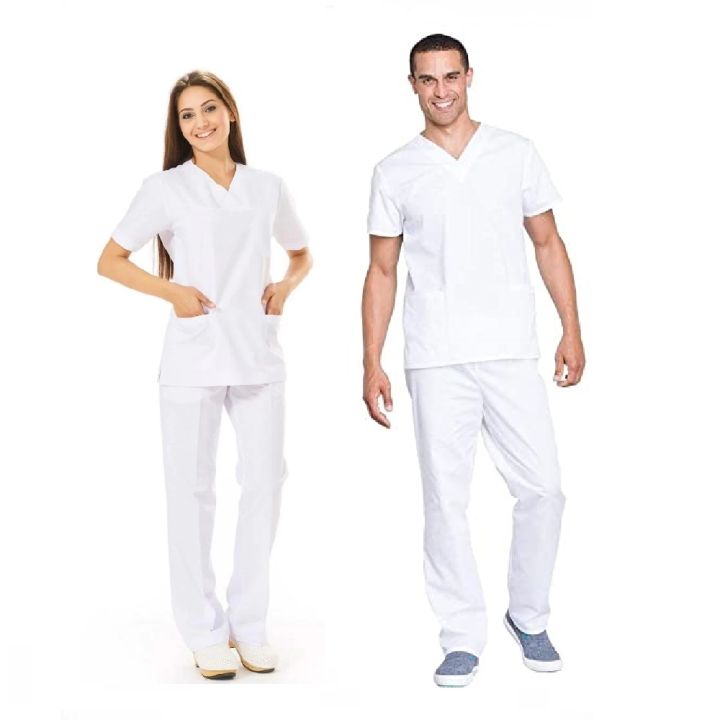 WHITE SCRUB SUIT TERNO OR TOP// WASH AND WEAR// MEDICAL UNIFORM | Lazada PH