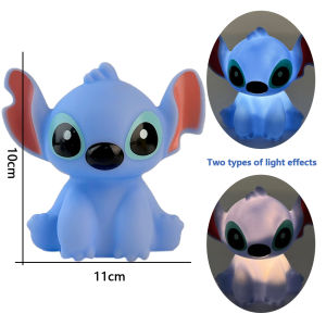 New Kawaii Sanrios Night Light Cartoon Kuromi Cinnamoroll Pochacco Table Stitch Doll Silicone Light Illuminating Decoration Gift