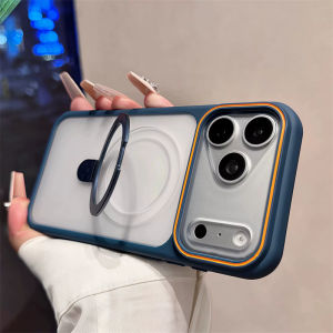 Matte Translucent Magnetic Ring Holder Case for iPhone 17 Air 16 15 14 Plus 13 12 Pro Max 11 For Magsafe Shockproof Stand Cover
