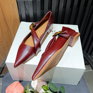 Uncle Jian French Vintage Pointed Toe Flat Bottom Single Shoes Women Spring Autumn Fairy Shoes Gentle Low Heel Mary Janes