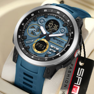 Sanda | SANDA Men Sport Wristwatch TPU Strap Waterproof Quartz Watch Dual Display Digital Luminous Male Clock Relogio Masculino