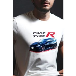 Honda | Honda Mens and Womens T-shirt Honda Civic Type R Summer Motorcycle Retro Tee Racing Short-sleeved Spring Cycling Off-road Top
