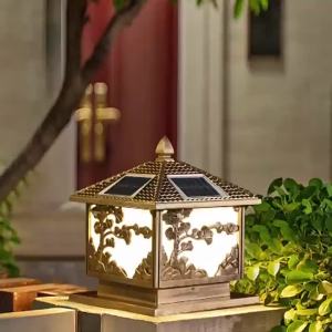 SXH  Solar Post Light European Style Outdoor Waterproof Garden Landscape Wall Light Home Villa Courtyard Gate Pillar Light