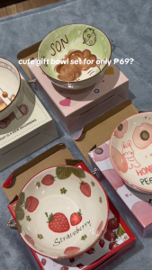 HAVN Living Japanese Ceramic Bowl Set Cute Design Premium Dinnerware with Gift Box No Spoon (Birthday Christmas Wedding Souvenir)