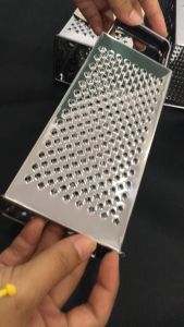 LALA HOME ที่ขูดชีสและสไลซ์ผัก 4 ด้าน สแตนเลสแท้ 430 Grater 4 in 1 ขนาด 8 นิ้ว (20 cm) ใช้ หั่น ซอย ขูด สไลซ์ ทุกอย่าง