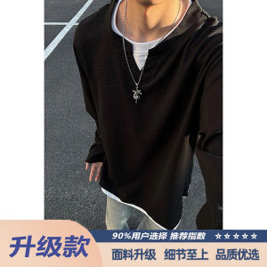 เสื้อสเวตเตอร์คอวีแขนยาวผู้ชาย ผู้หญิง ฤดูใบไม้ร่วง 2025 ทรงหลวม ไม่ต้องรีด ผ้าฝ้ายโพลีเอสเตอร์ ทรงปกติ คอกลม ทรงปกติ