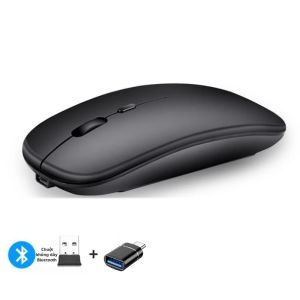 Chuột Không Dây Bluetooth & 2.4GHz Có Thể Sạc Lại Với Đầu Thu Nano Dành Cho PC Laptop Macbook - Chuột Máy Tính Im Lặng Tiện Dụng
