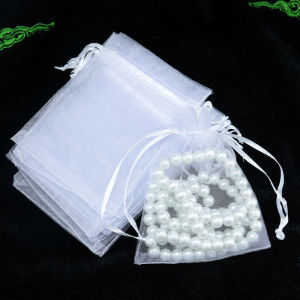 10pcs (17x23cm) Drawable Organza Candy Gift Bags Jewelry Storage Pouches Wedding Party Christmas Favor Transparent Organza Bags