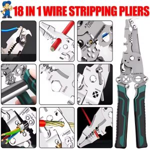 18-in-1 Foldable Wire Stripper Pulley Design Multi-function Electrician Wire Splitter Wire Winding Pliers Crimping Pliers Hand Tool