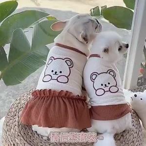 Pet Lovers Matching Set Dog Dress Cat T-Shirt Couple Outfits Cute Bear Costume Small Breeds pet clothes pet dress
