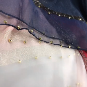 Retro 192*103cm Pearl-Studded Imitation Silk Scarf High-End Womens Versatile All-Season Thin Breathable Hijabs Accessories