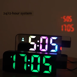 Digital Alarm Clock Electronic Wall Clock Temperature/Date USB Charging Dual Alarm Clock Multifunctional for Home Office