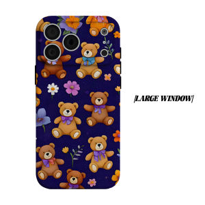 Dark Bear Floral Print Phone Case for iPhone 18 17 16 15 14 13 12 11 Air Pro Max Plus Double-layer Cover