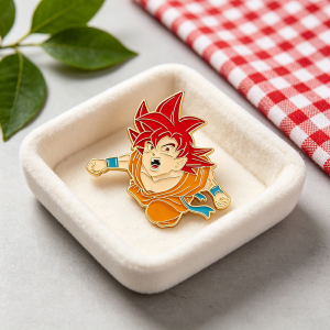 Bandai | Anime Inspired Super Saiyan Red Hair Character Enamel Pin Hard Enamel Lapel Brooch Collectible Badge for Backpack Jacket