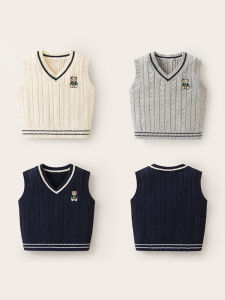 Baby Girls V-Neck Sweater Vest Autumn Spring Cotton Casual Fashion Small Toddler 1 Year Old Child Y7729 Cute Cartoon Pattern