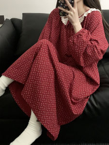 Red Wedding Cotton Floral Print Sleepwear Long Sleeve Midi Home Clothes for Women Spring New Style Comfortable Breathable Pajamas