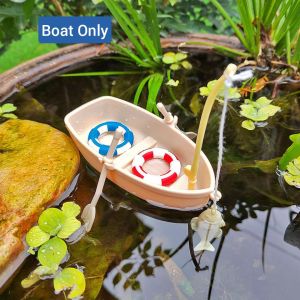 Fishing Boat Aquarium Landscaping Fun Landscaping Ornaments Fish Tank Water Surface Floating Plastic Boat Swimming Ring