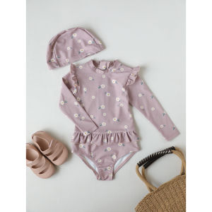 Girls One-Piece Swimsuit Long Sleeve Cute Fish Design Summer New Arrival Childrens Swimming Suit Baby Girl Fashionable Swimwear