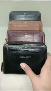 Baellerry Dompet Uang Lipat Tebal Zipper D3124 Tegak Bahan Sintetis Kilat Lilin Pria Wanita