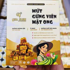 Mứt Gừng Viên Mật Ong QNaFarm giảm ho tăng đề kháng hỗ trợ tiêu hoá. Hộp 120G